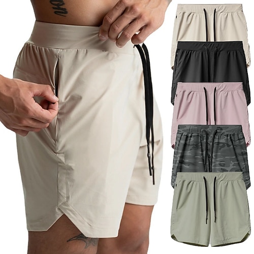 

Herren Active Shorts Laufshorts Boardshorts Workout Shorts mit Handytasche Kordelzug elastischer Bund einfarbig atmungsaktiv schnell trocknend Sport Outdoor Freizeit Alltag sportlich schwarz pink