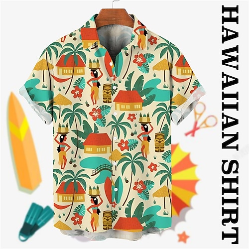 

Per uomo Camicia Camicia hawaiana Albero di cocco Stampe astratte Ragazze di Hula Collo ripiegabile Beige Grigio Strada Informale Maniche corte Bottone giù Stampa Abbigliamento Tropicale Di tendenza