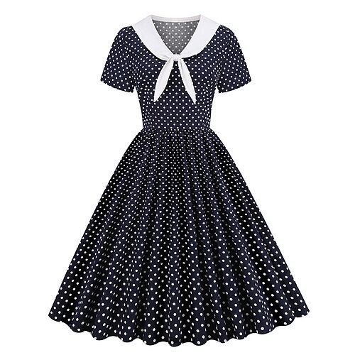 

Audrey Hepburn Polka Dots Retro Vintage 1950s Vintage Dress Cocktail Dress Swing Dress Flare Dress Women's Costume Vintage Cosplay Party / Evening Short Sleeve Dress Masquerade