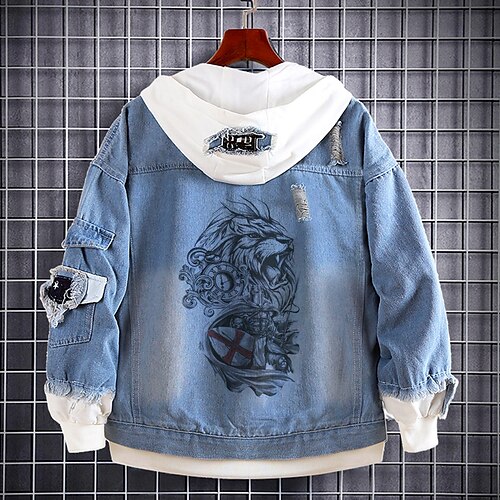 

Inspired by The Last Templar Lion Knights Templar Crusader Coat Hoodie Outerwear Anime Denim Jacket Graphic Coat For Men's Women's Unisex Adults' Hot Stamping Denim