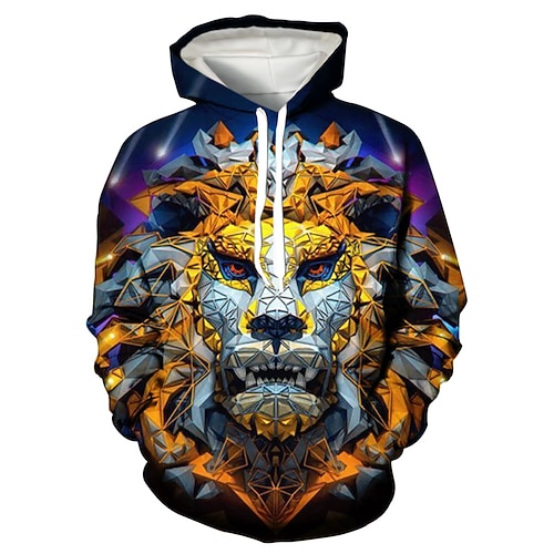

Men's Pullover Hoodie Sweatshirt Green Blue Orange Hooded Animal Graphic Prints Print Daily Sports 3D Print Basic Streetwear Designer Spring Fall Clothing Apparel Hoodies Sweatshirts