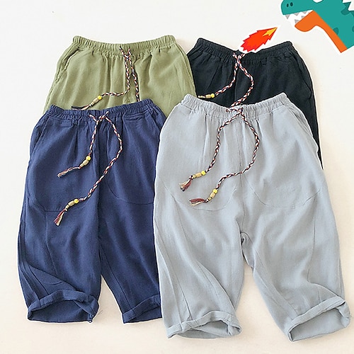 

Per uomo Pantaloncini di lino Pantaloncini estivi Pantaloncini casual A cordoncino Vita elastica Liscio Comfort Esterno Giornaliero Per uscire Misto cotone e lino Di tendenza Streetwear Nero Verde