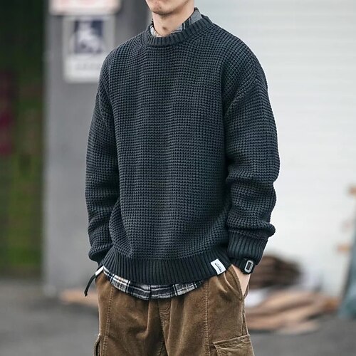 

Per uomo Felpa Maglione A coste Maglia Corto Lavorato a maglia Liscio Girocollo Tenere al caldo Contemporaneo moderno Ufficio Da tutti i giorni Abbigliamento Autunno inverno Nero Cachi M L XL