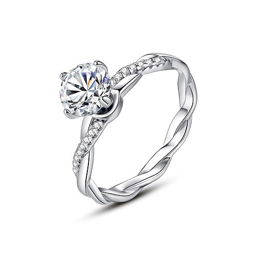 

Fede Matrimonio Classico Argento Argento sterling S925 Prezioso Moda Semplice 1 pc Moissanite