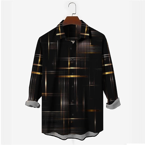 

Herrenhemd Geometrie 3D-Grafikdruck Turndown Outdoor Straße Langarm Button-Down-Druck Kleidung Bekleidung Modedesigner Lässig Weich