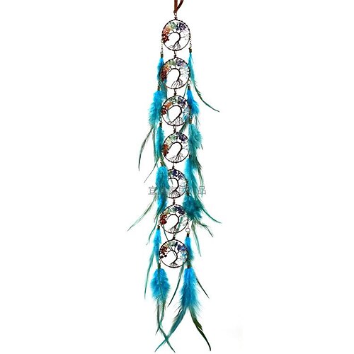 

Seven-Color Crystal Tree Of Life Wall Hanging Green Feather Crystal Pendant Yoga Room Decoration Long Tassel Pendant