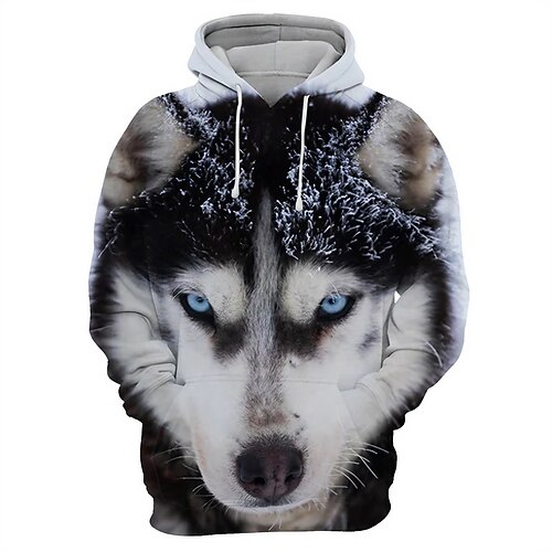 

Homme Sweat à capuche Gris Claire Capuche Chien Imprimés Photos Imprimer du quotidien Des sports 3D effet basique Vêtement de rue Design Printemps Automne Vêtement Tenue Pulls Capuche Pulls