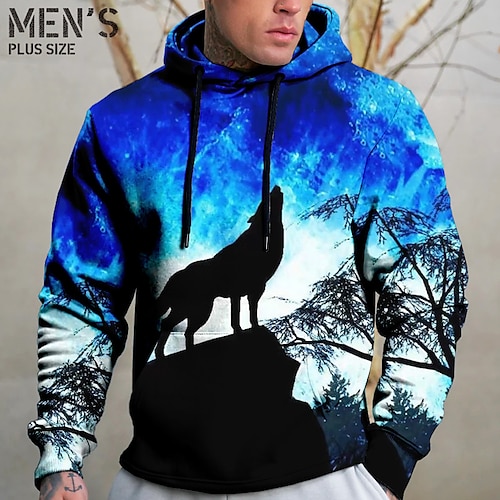 

Per uomo Plus Size Felpa con cappuccio pullover Grande e alto Animali Con cappuccio Manica lunga Primavera & Autunno Essenziale Di tendenza Streetwear Comodo Da tutti i giorni Da mare Top