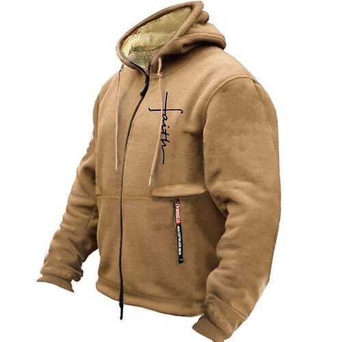 

Men's Full Zip Hoodie Jacket Brown Gray Hooded Graphic Letter Zipper Print Sports Outdoor Sports Streetwear Hot Stamping Fleece Basic Designer Casual Winter Clothing Apparel Hoodies Sweatshirts