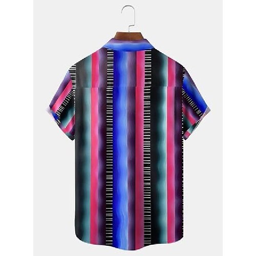 

Men's Shirt Striped Graphic Prints Turndown Purple 3D Print Outdoor Street Short Sleeves Button-Down Print Clothing Apparel Sports Fashion Designer Soft