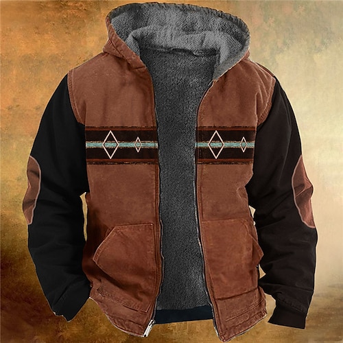 

Herren Kapuzenshirt mit durchgehendem Reißverschluss Jacke Khaki Mit Kapuze Geometrisch Grafik-Drucke Zip Bedruckt Sport Natur Täglich Sport 3D-Druck Vlies Vintage Designer Casual Winter Bekleidung