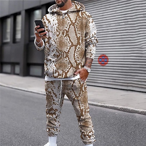 

Hombre Tracksuit Conjunto de sudaderas con capucha Azul Marino Marrón Caqui Café Con Capucha Graphic Serpiente 2 Piezas Estampado Deporte Casual Deportes Impresión 3D Básico Ropa de calle Design