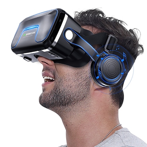 

vr shinecon original 6.0 vr headset-versjon virtual reality-briller stereohodetelefoner 3d-briller headset-hjelmer støtter 4,7-6,53 tommers smarttelefon med stor skjerm