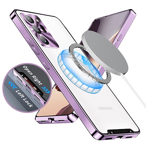 

Phone Case For Samsung Galaxy 1 With Magsafe S23 S22 S21 S20 Plus Ultra Note 20 Ultra Plating Magnetic Shockproof Solid Colored Metal