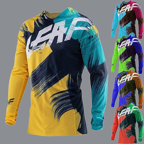 21Grams Men's Cycling Jersey Downhill Jersey Dirt Bike Jersey Long Sleeve Bike Jersey Top with 3 Rear Pockets Mountain Bike MTB Road Bike Cycling Thermal Warm UV Resistant Cycling Breathable Red Blue