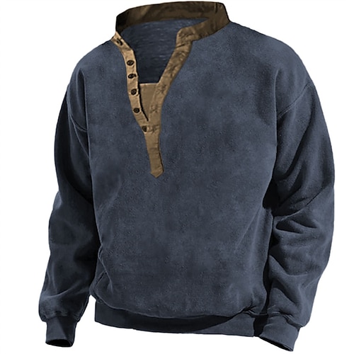 

Men's Sweatshirt Pullover Green Black Blue Brown Gray Henley Plain Sports Outdoor Sports Streetwear Hot Stamping Basic Streetwear Casual Winter Fall Clothing Apparel Hoodies Sweatshirts