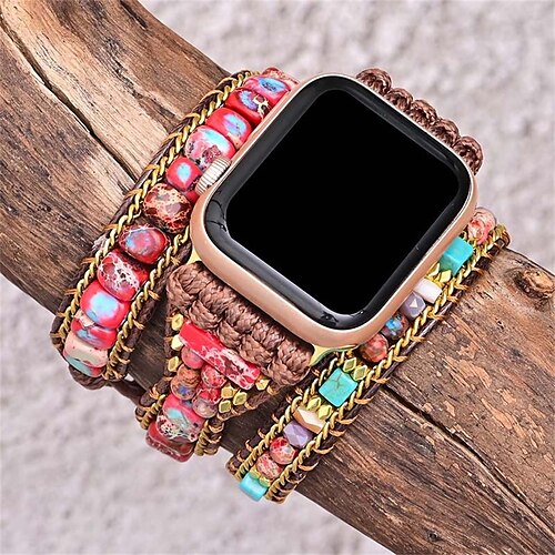 

1 PCS Smart Watch Band Compatible with Apple iWatch 38/40/41mm 42/44/45/49mm Ultra Series 8 7 6 5 4 3 2 1 SE Handmade Braided Rope for iWatch Smartwatch Strap Wristband Fabric Multilayer Adjustable
