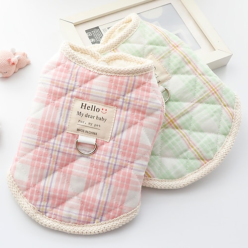 

Dog Cat Vest Plaid / Check Quotes Sayings Adorable Stylish Casual Daily Outdoor Indoor Winter Dog Clothes Puppy Clothes Dog Outfits Warm Rosy Pink Blue Green Costume for Girl and Boy Dog Cotton S M