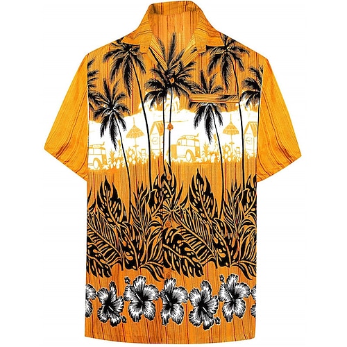

Men's Shirt Summer Hawaiian Shirt Floral Coconut Tree Graphic Prints Turndown Yellow Pink Wine Royal Blue Blue Outdoor Street Short Sleeves Button-Down Print Clothing Apparel Tropical Fashion