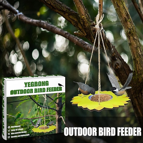 

Comedero de baño para pájaros para exteriores, bandeja de alimentación para pájaros con forma de girasol de pie, colgando de ramas, aleros, farolas, para colibríes, pájaros azules, comederos para oropéndolas, etc.
