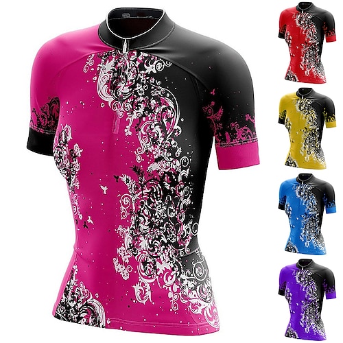 

21Grams Mujer Maillot de Ciclismo Manga Corta Bicicleta Camiseta con 3 bolsillos traseros MTB Bicicleta Montaña Ciclismo Carretera Transpirable Dispersor de humedad Secado rápido Bandas Reflectantes