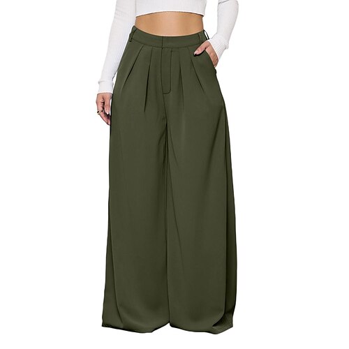 

Per donna A zampa Pantaloni Verde militare Nero Bianco Casual quotidiano Casual / quotidiano Tasche Lunghezza intera All'aperto Tinta unita S M L XL 2XL