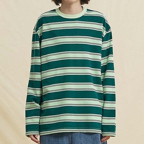

Men's T shirt Tee Tee Oversized Shirt Striped Crew Neck Street Sports Long Sleeve Clothing Apparel Cotton Fashion Casual Oversized Comfortable