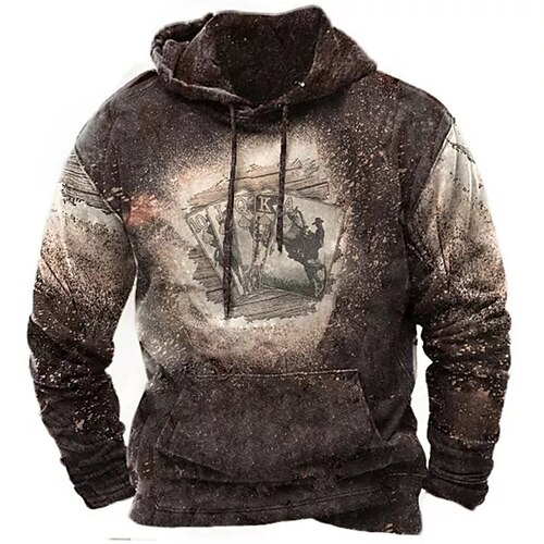 

Men's Pullover Hoodie Sweatshirt Navy Blue Khaki Coffee Hooded Graphic Prints Poker Print Daily Sports 3D Print Basic Streetwear Designer Spring Fall Clothing Apparel Hoodies Sweatshirts
