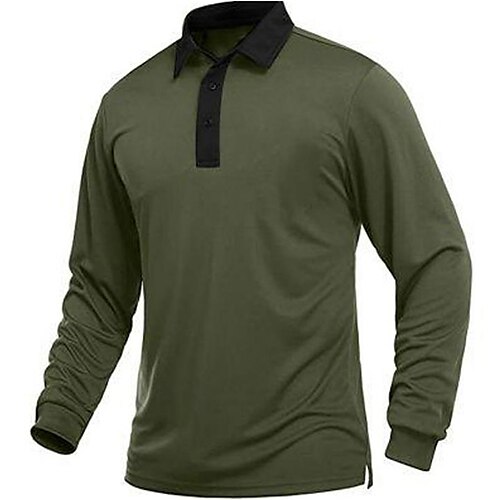 

Homme POLO T Shirt golf Casual du quotidien Col polo Classique manche longue Sportif Mode Couleur unie Bouton devant Bouton bas Printemps Automne Standard Noir Bleu Vert Gris POLO