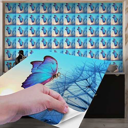 

20/50/100pcs Classic Style Tile Stickers, Decorative Waterproof Tile Stickers,Peel and Stick Vinyl Self-Adhesive Wall Decals ,for Kitchen Bathroom Living Room Furniture and Wall Decor