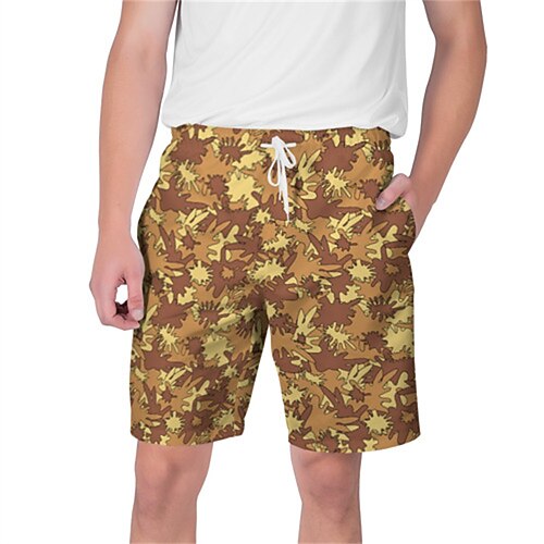 

Men's Shorts Beach Shorts Drawstring Elastic Waist 3D Print Graphic Patchwork Breathable Soft Short Casual Daily Holiday Streetwear Hawaiian Yellow Blue Micro-elastic