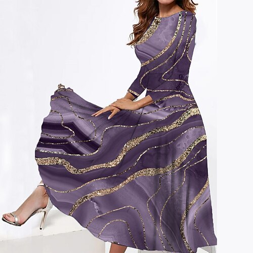 

Women's Casual Dress Swing Dress Midi Dress Light Purple Purple Long Sleeve Ombre Pocket Winter Fall Spring Crew Neck Fashion Daily Weekend 2023 S M L XL XXL 3XL