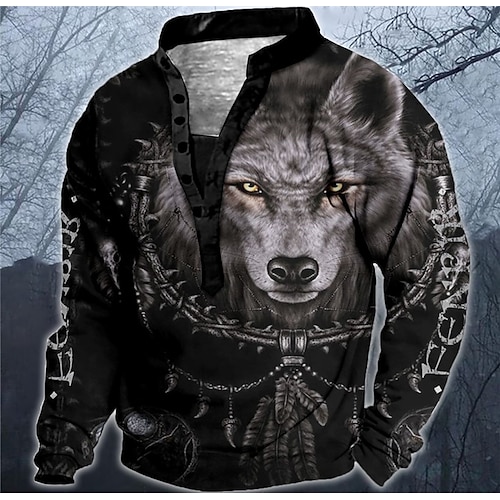 

Hombre Sudadera Pull-over Rojo Azul Piscina Marrón Verde Trébol Gris Cuello Mao Animal Lobo Estampados Estampado Casual Diario Deportes Impresión 3D Ropa de calle Design Casual Primavera Otoño Ropa