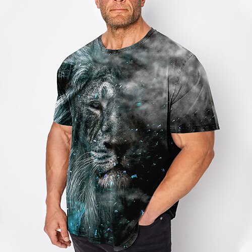 

Per uomo Plus Size maglietta Grande e alto Pop art Girocollo Manica corta Primavera estate Essenziale Vintage Di tendenza Streetwear Informale Sport Top