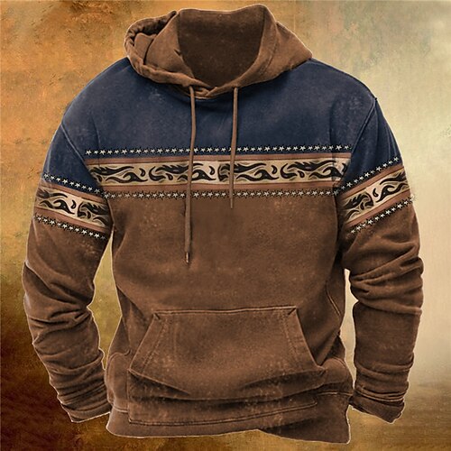 

Hombre Sudadera Con Capucha Sudadera con capucha desgastada Negro Azul Marino Marrón Gris Con Capucha Bloque de color Estilo Bohemio Estampados Estampado Diario Deportes Impresión 3D Básico Ropa de