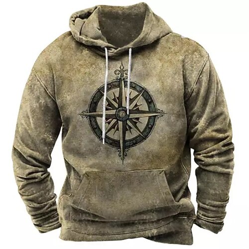 

Men's Pullover Hoodie Sweatshirt Brown Brown 2 Brown 3 Hooded Graphic Prints Print Daily Sports 3D Print Basic Streetwear Designer Spring Fall Clothing Apparel Compass Hoodies Sweatshirts