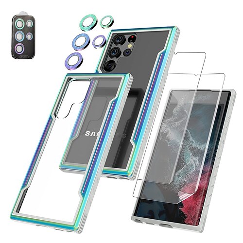 

[5-in-1] Phone Case For Samsung Galaxy Classic Series S23 Ultra Plus Bumper Frame with 2 Packs Camera Lens Protector 2 Packs Screen Protector Full Body Protective Color Gradient TPU PC