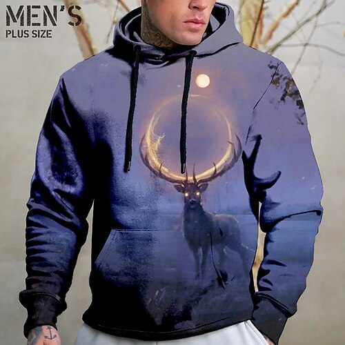 

Per uomo Plus Size Felpa con cappuccio pullover Grande e alto Animali Con cappuccio Manica lunga Primavera & Autunno Essenziale Di tendenza Streetwear Comodo Da tutti i giorni Da mare Top
