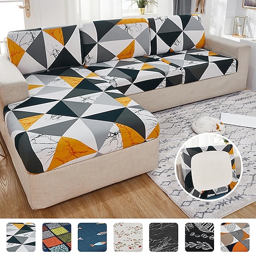 

New Arrival Geometric Print Antislip Sofa Seat Cushion Cover Jacquard Slipcover Elastic Couch Armchair Loveseat 4 or 3 Seater Soft Durable Washable