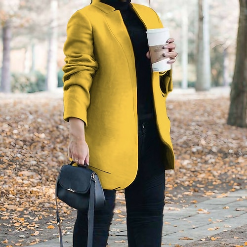 

Per donna Taglia grossa Giacca invernale Giubbotto Tinta unica Ufficio Manica lunga Aperturaanteriore Standard Autunno Primavera colore caramello Verde Nero L XL 2XL 3XL 4XL