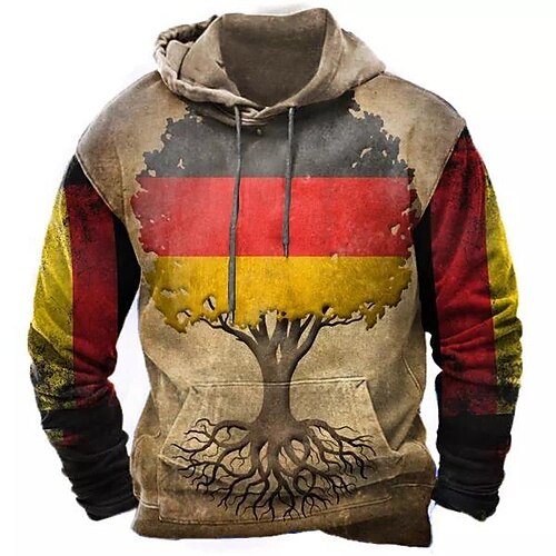 

Men's Pullover Hoodie Sweatshirt Brown Hooded Tree Graphic Prints Print Daily Sports 3D Print Basic Streetwear Designer Spring Fall Clothing Apparel Hoodies Sweatshirts