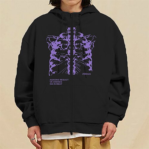 

Homme Sweat à capuche zippé Pardessus Veste de survêtement Noir Blanche Violet Capuche Bande dessinée Imprimés Photos Zippé Poche Sport Loisir du quotidien Des sports Estampage à chaud Vêtement de