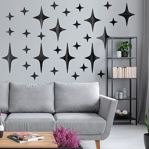 

37pcs Star Acrylic Mirror Sticker Living Room Study Bedroom Decoration