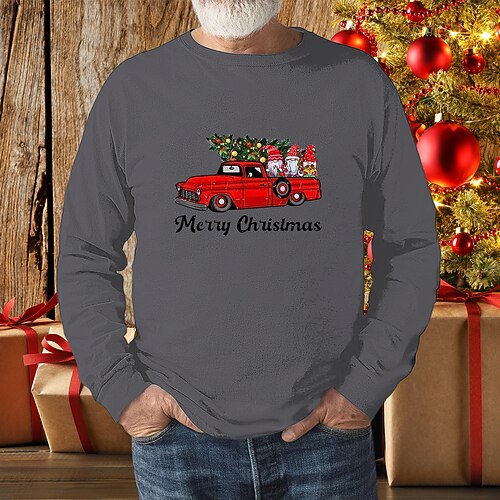 

Men's T shirt Tee Graphic Tee Christmas t shirts Cool Shirt Letter Santa Claus Crew Neck Christmas Casual Long Sleeve Clothing Apparel Fashion Streetwear Casual Novelty