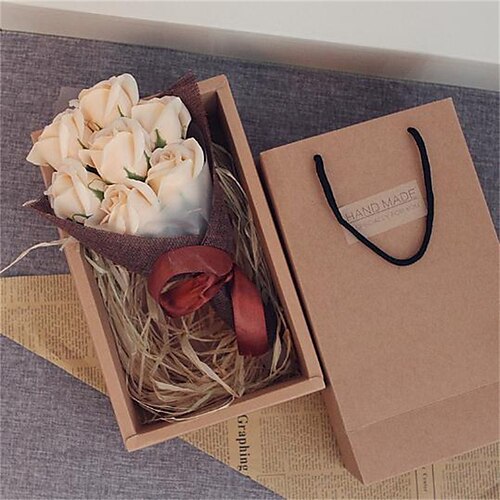 

Creative Valentine'S Day Immortal Flower 7 Rose Soap Flower Gift Box Birthday Gift 26Cm16Cm10Cm,Fake Flowers For Wedding Arch Garden Wall Home Party Hotel Office Arrangement Decoration