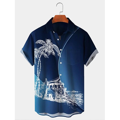 

Men's Stylish Holiday Hawaiian Shirts Palm Tree Hippie Beach Easy Care Plus Size Camp Shirts