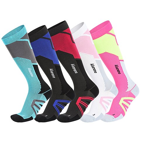 

Men's Women's Socks Compression Socks Cycling Socks Funny Socks Novelty Socks Bike / Cycling Breathable Anatomic Design Wearable 1 Pair Geometic Nylon White Blue Rose Red S M