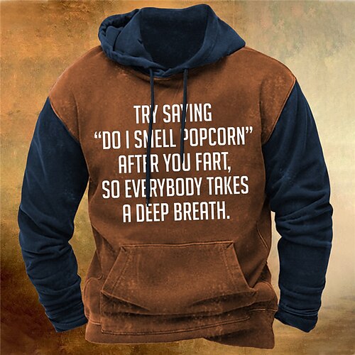 

Men's Pullover Hoodie Sweatshirt Brown Hooded Color Block Letter Graphic Prints Print Daily Sports 3D Print Basic Streetwear Designer Spring Fall Clothing Apparel Hoodies Sweatshirts