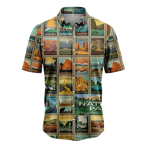 

Homme Chemise Chemise hawaïenne Imprimés Photos Park Col rabattu Vert Plein Air Casual Manches courtes Bouton bas Imprimer Vêtement Tenue Tropique Mode Hawaïen Design