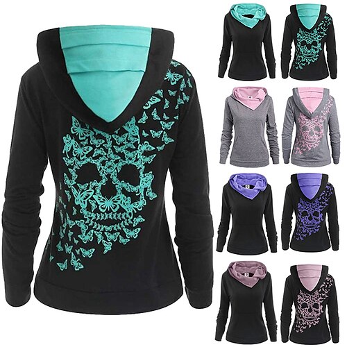 

Punk Gothic Skull Butterfly Hoodie Anime Hoodie For Women's Adults' Hot Stamping 100% Polyester